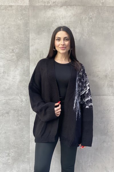 Sprey Baskı Tasarım Oversize Hırka