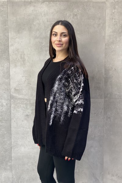 Sprey Baskı Tasarım Oversize Hırka