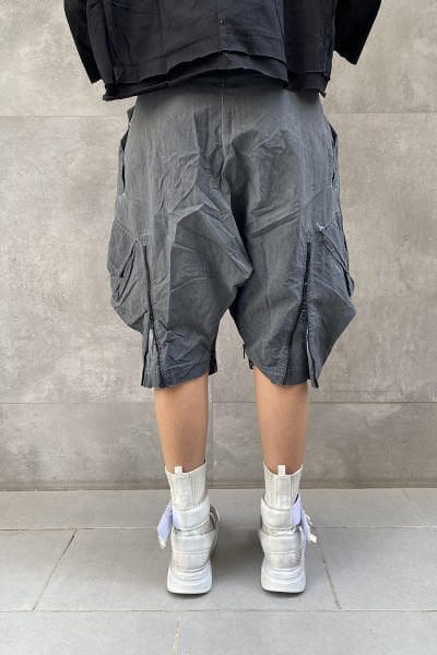 Kemerli Tasarım Oversize Fermuarlı Kapri Şalvar