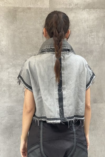 Yüksek Yaka Garnili Tasarım Oversize Yelek