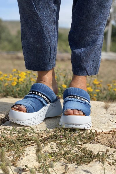 ''Star Bluemoon'' Tasarım Kot Terlik