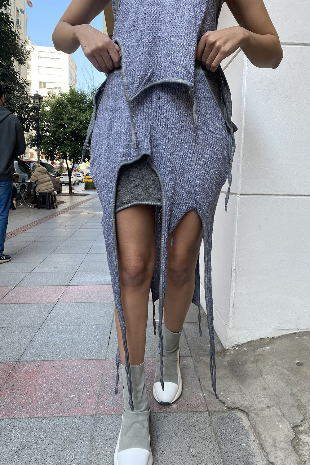 Tasarım Taşlama Asimetrik Saçaklı Etek