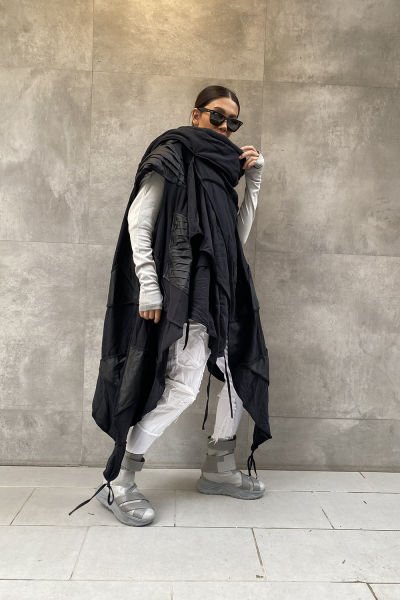 Unisex Tasarım Oversize Panço Yelek
