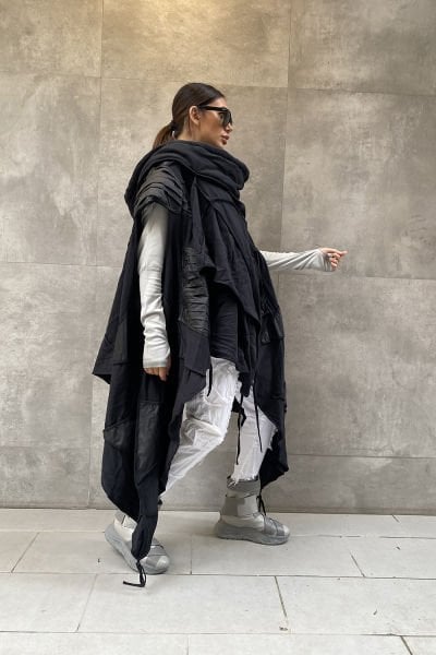 Unisex Tasarım Oversize Panço Yelek