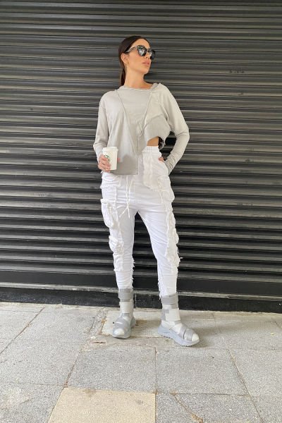 Asimetrik Taşlama Oversize Sweatshirt