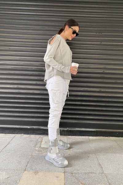 Asimetrik Taşlama Oversize Sweatshirt