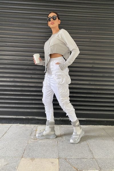 Asimetrik Taşlama Oversize Sweatshirt