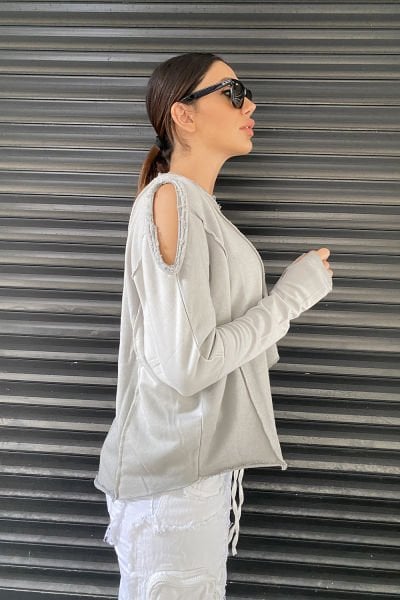 Asimetrik Taşlama Oversize Sweatshirt