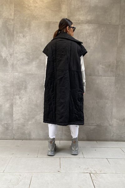 Unisex Kapitone Yüksek Yaka Tasarım Yelek