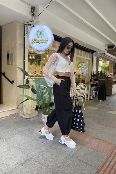Çok Cepli Oversize Tasarım File Pantolon