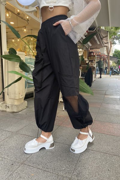 Çok Cepli Oversize Tasarım File Pantolon
