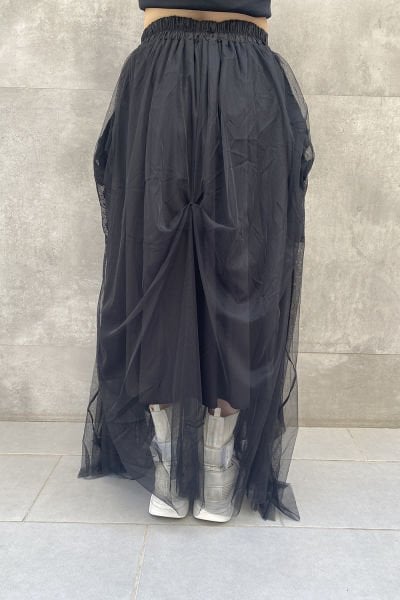 Tüllü Nakışlı Tasarım Oversize Etek