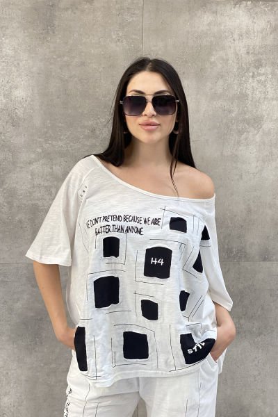 Damalı Tasarım Oversize Bluz Pantolon Takımı