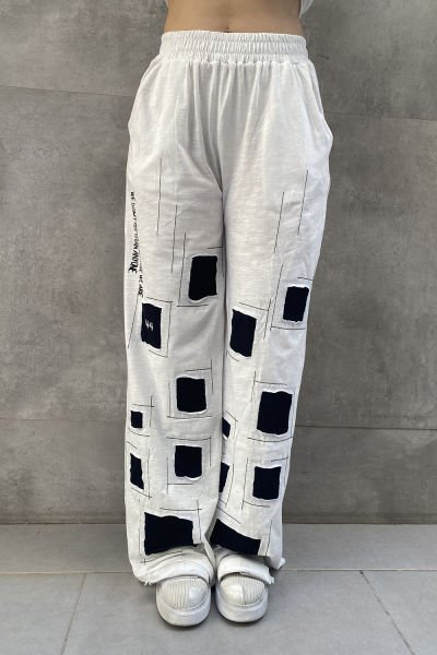 Damalı Tasarım Oversize Bluz Pantolon Takımı
