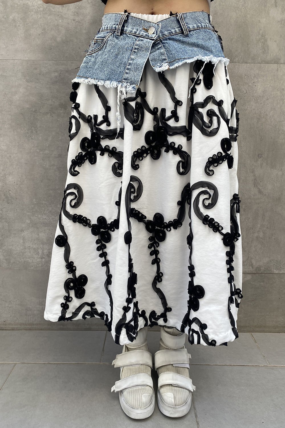 Oversize Tasarım Tül Motifli Etek