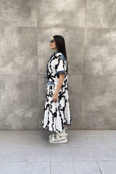 Oversize Tasarım Tül Motifli Gömlek&Bluz