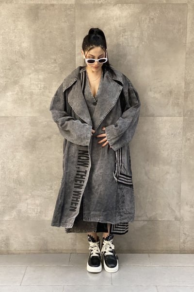 Taşlama Kumaş Tasarım Oversize Trençkot