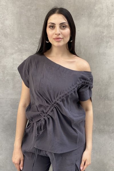 Büzgülü Tasarım Oversize Bluz