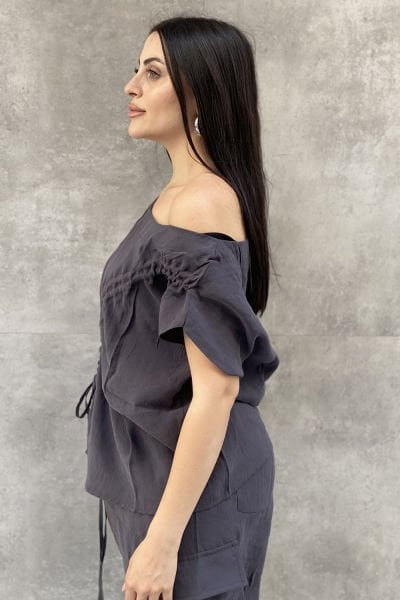 Büzgülü Tasarım Oversize Bluz