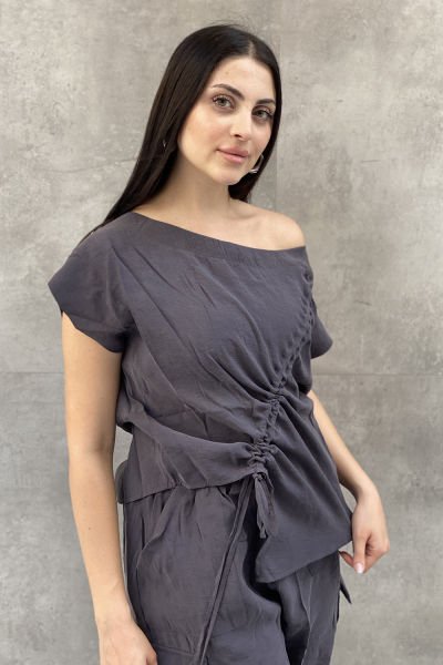 Büzgülü Tasarım Oversize Bluz