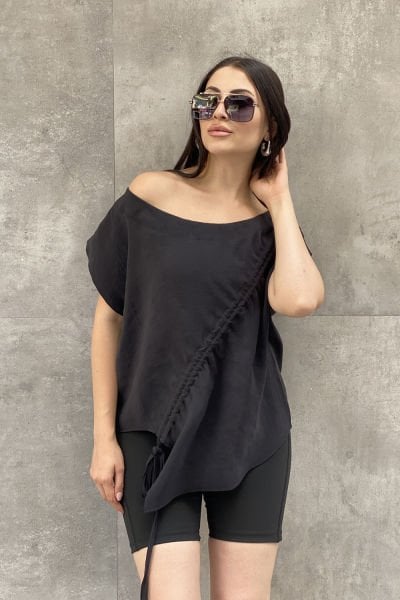 Büzgülü Tasarım Oversize Bluz