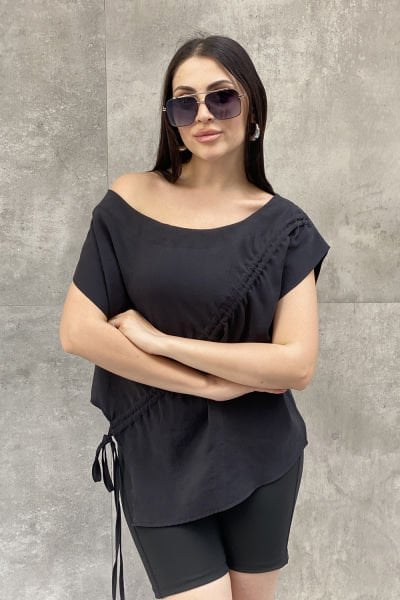 Büzgülü Tasarım Oversize Bluz