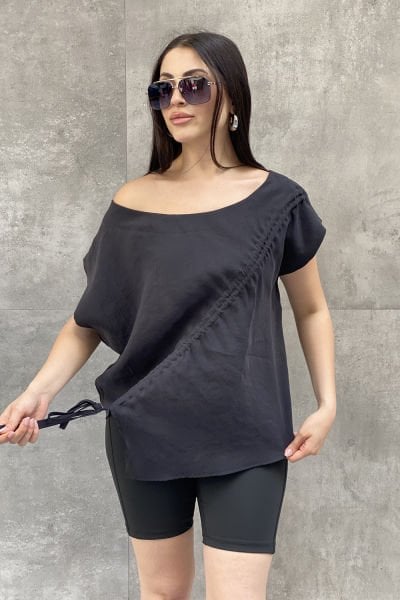 Büzgülü Tasarım Oversize Bluz