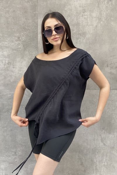 Büzgülü Tasarım Oversize Bluz