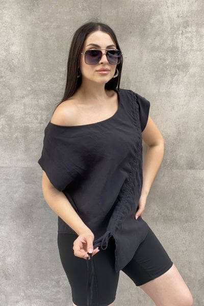 Büzgülü Tasarım Oversize Bluz