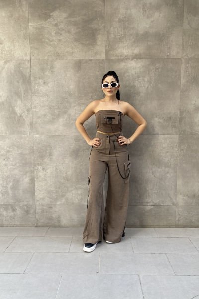 Tasarım Oversize Zincirli Kargo Pantolon
