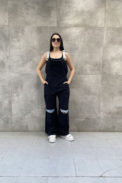 Tasarım Kot Astarlı Oversize Tulum