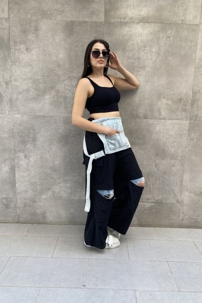 Tasarım Kot Astarlı Oversize Tulum