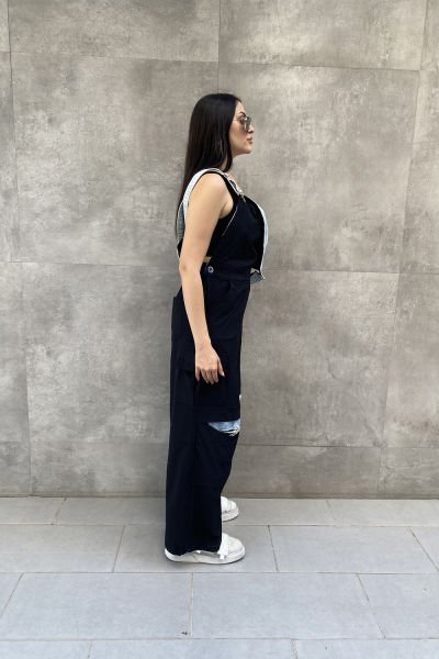 Tasarım Kot Astarlı Oversize Tulum