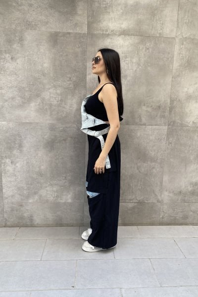 Tasarım Kot Astarlı Oversize Tulum