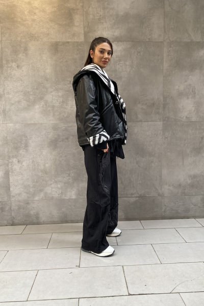 Zebra Desen Tasarım Oversize Mont