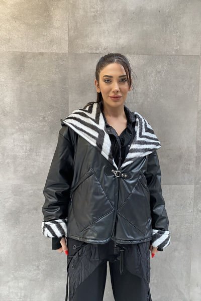 Zebra Desen Tasarım Oversize Mont