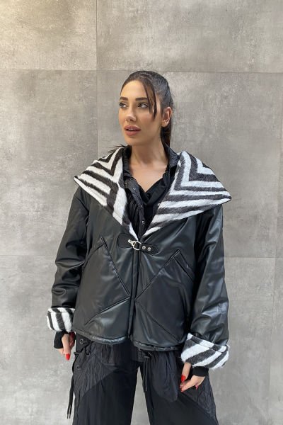 Zebra Desen Tasarım Oversize Mont