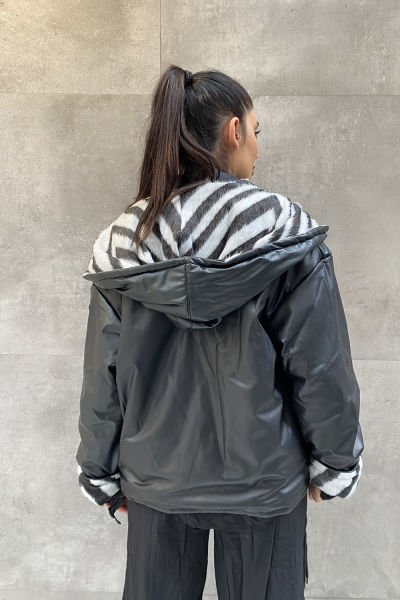 Zebra Desen Tasarım Oversize Mont