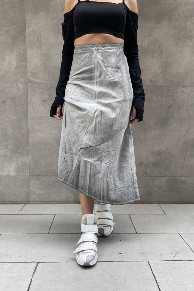 Asimetrik Taşlama Oversize Uzun Etek
