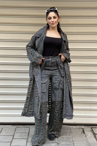 Çift Kumaşlı Tasarım Oversize Kargo Pantolon