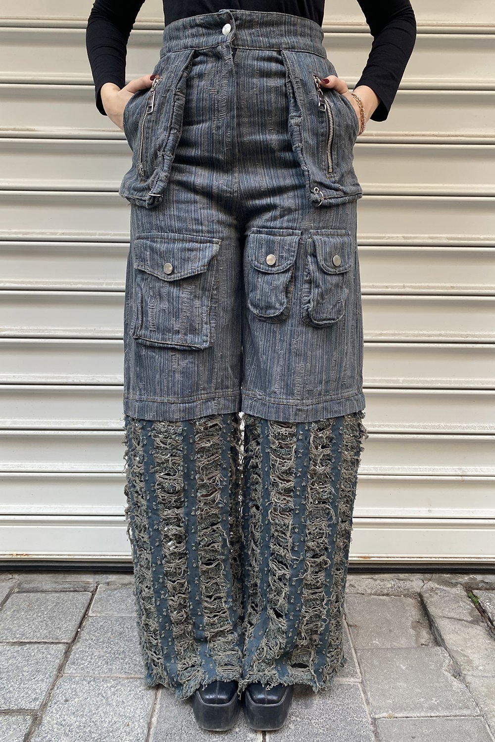 Çift Kumaşlı Tasarım Oversize Kargo Pantolon