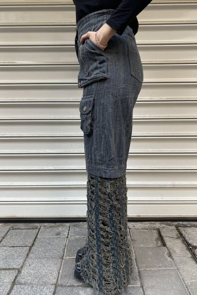 Çift Kumaşlı Tasarım Oversize Kargo Pantolon