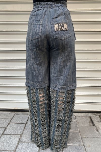 Çift Kumaşlı Tasarım Oversize Kargo Pantolon
