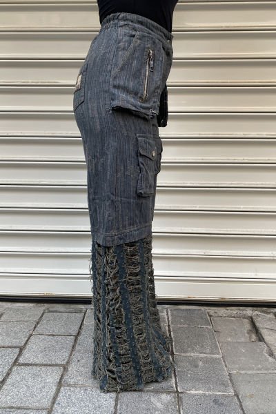 Çift Kumaşlı Tasarım Oversize Kargo Pantolon