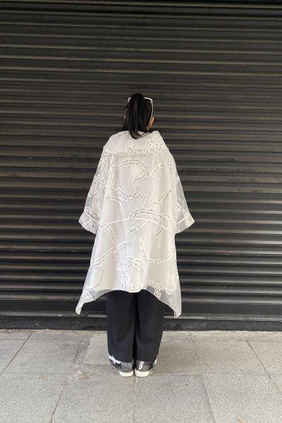 Tasarım Oversize Tül Trençkot
