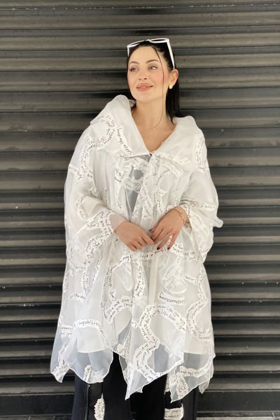 Tasarım Oversize Tül Trençkot