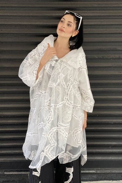 Tasarım Oversize Tül Trençkot