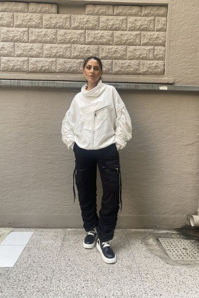 Tasarım Oversize Büzgülü Sweatshirt