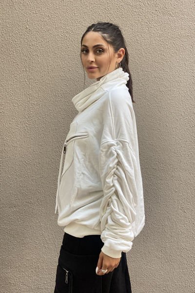 Tasarım Oversize Büzgülü Sweatshirt