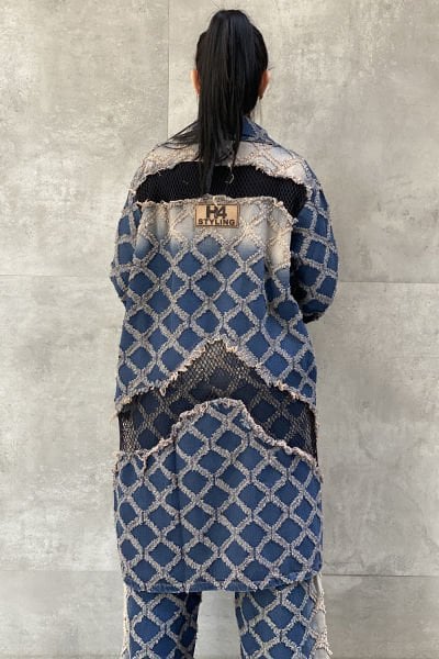Fileli Tasarım Kumaş Oversize Trençkot